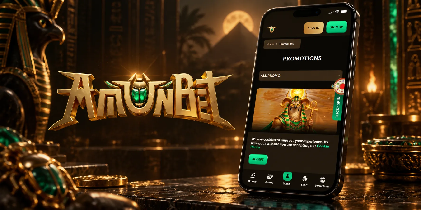 Capture d'écran de l'app AmunBet Casino